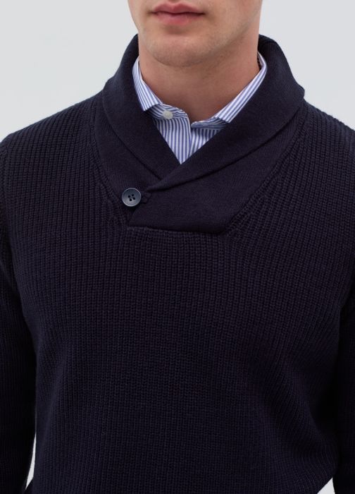 Pull à col châle - Night - Bleu - Côtelé - Pour homme - Adulte - Marjane Mall - Image 4