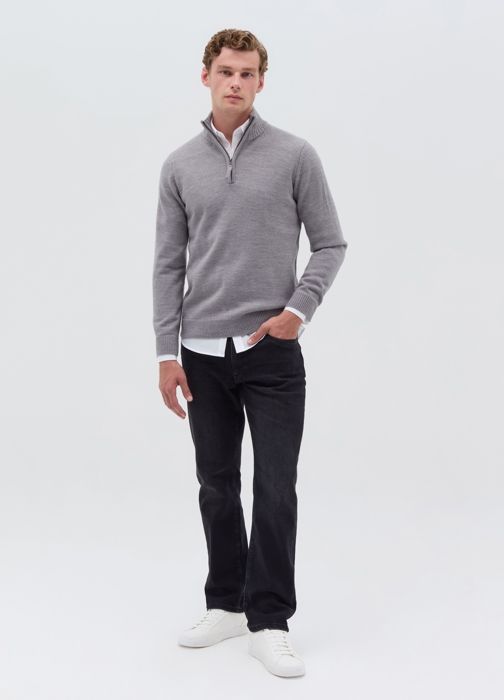 Pull avec encolure demi-zippée - Light Grey Marl