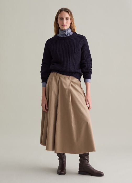 Pull côtelé - PIOMBO - Night Bleu - Col rond - Femme - Adulte