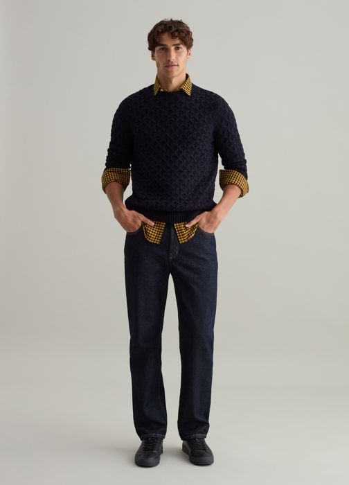 Pull - PIOMBO - Modèle Ondulé - Coton Mélangé - Col Rond - Homme