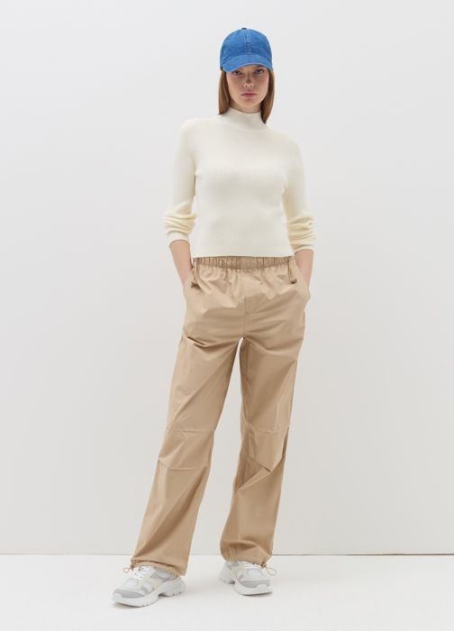Pull à col montant - B.Angel - Cream Blanc - Viscose mélangée - Côtelé - Femme