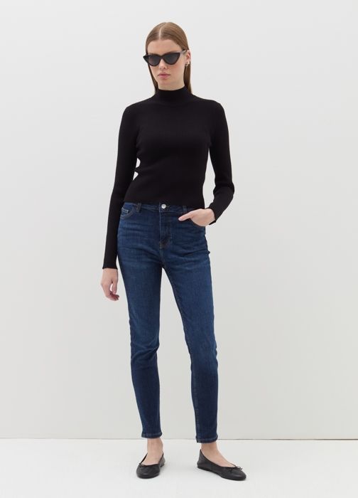 Pull à col montant - B.Angel - Noir - Viscose mélangée - Côtelé - Femme