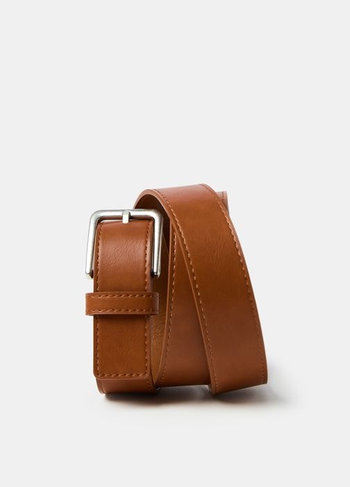 Ceinture avec boucle finition mate - Leather Brown