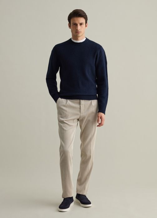 Pull contemporain à col rond - Navy Bleu