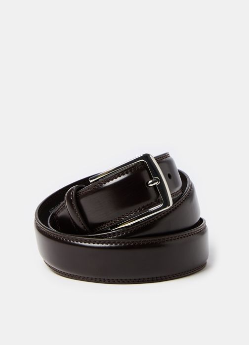 Ceinture en cuir avec boucle carrée - Dark Brown