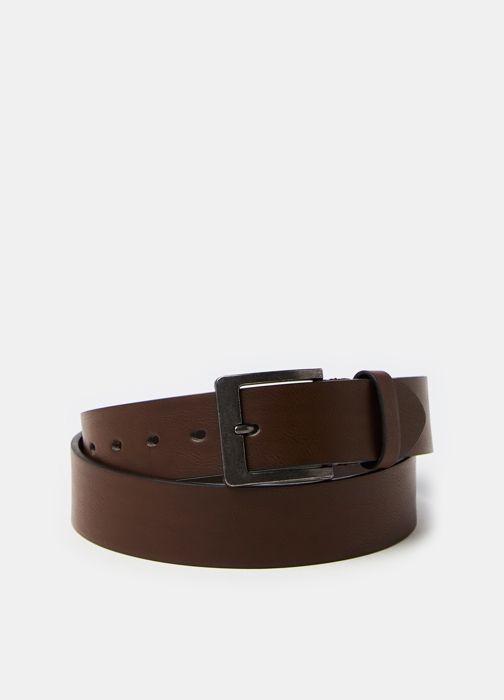 Ceinture effet texturé avec boucle vintage - Chocolate Brown