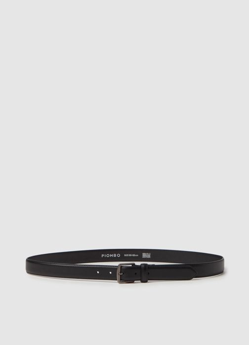 Ceinture contemporaine en cuir avec boucle effet satiné - Black
