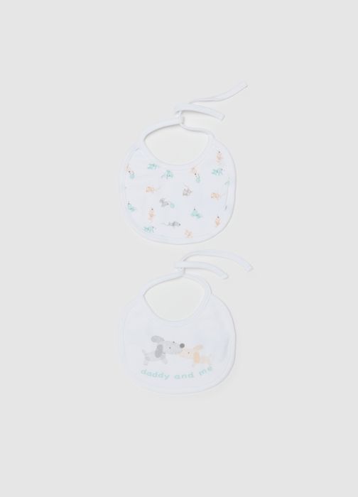Lot de deux bavoirs à imprimé chiots - Optical White