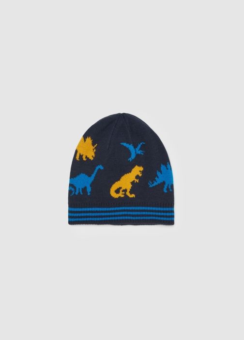 Bonnet avec dessin de dinosaures en jacquard - Dark Blue