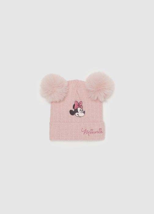 Bonnet avec pompon et broderie Minnie - Baby Pink