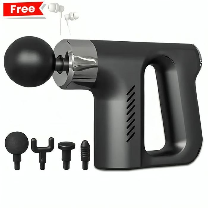 Pistolet De Massage Musculaire  avec 4 Têtes KH-740 + écouteur Heavy bass Gratuit