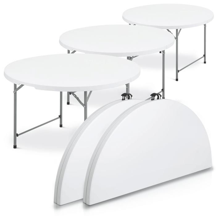 Table de réception ronde pliante 150 Cm - 8 à 10 personnes Hauteur 74 Cm