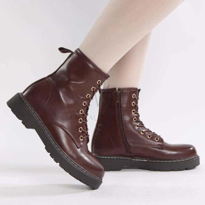 Bottines à plateforme - MACHAUSSURE - Lina - Cuir synthétique - Talon carré - Zip latéral