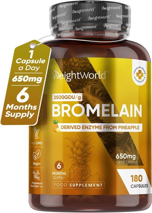 Broméline 2500GDU/g 650mg - Enzymes digestives naturelles d'ananas - 180 Capsules