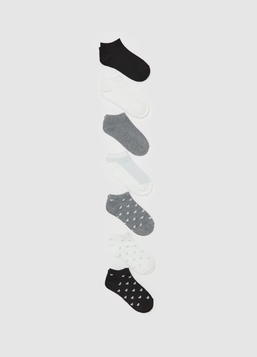 Pack de sept paires de doublures de chaussures extensibles avec lurex - White/Grey