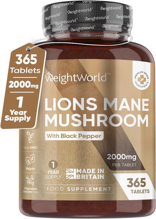 Lion's Mane Mushroom Tablets 2000 mg - For Natural Defences - 365 Tablets