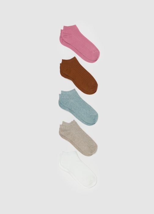 Pack de cinq paires de doublures de baskets avec nervures - Brown/Pink