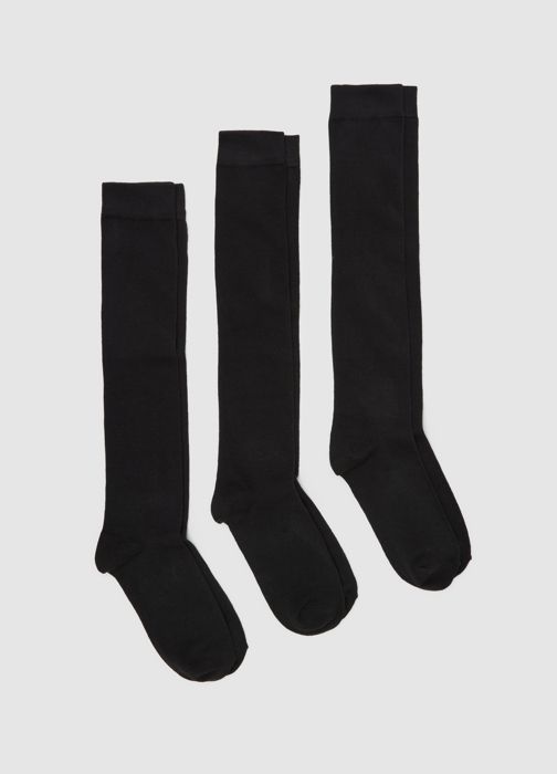 Chaussettes longues - OVS HOUSEBRAND - Noir - Lot de 3 paires - Extensibles - Polyester recyclé