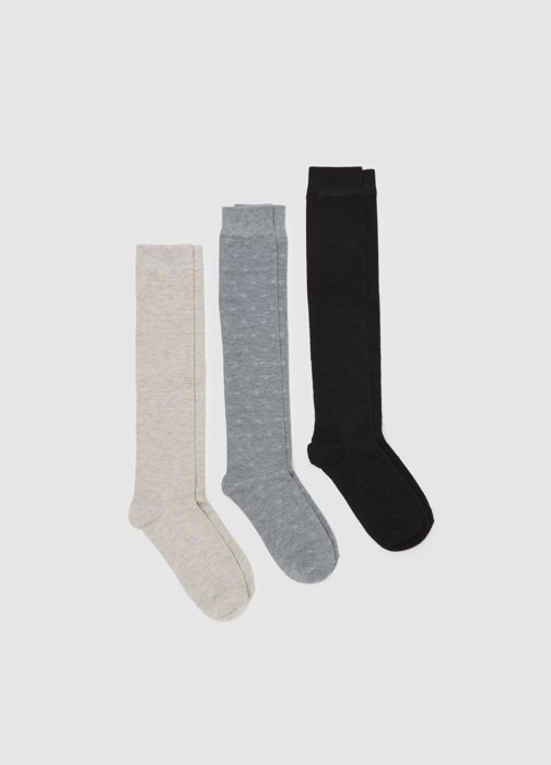 Chaussettes longues - OVS HOUSEBRAND - Lot de 3 - Beige/Gris - Motif lurex - Extensibles