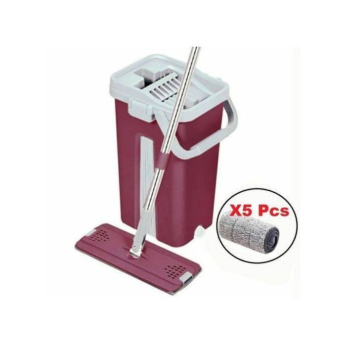 Serpillère avec seau automatique pour nettoyage humide/sec + 5 serviettes