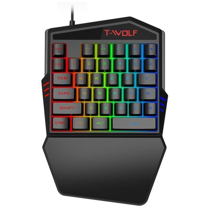 Clavier de Jeu Filaire T19 à Une Main – 35 Touches Rétroéclairées RGB, Design Ergonomique !