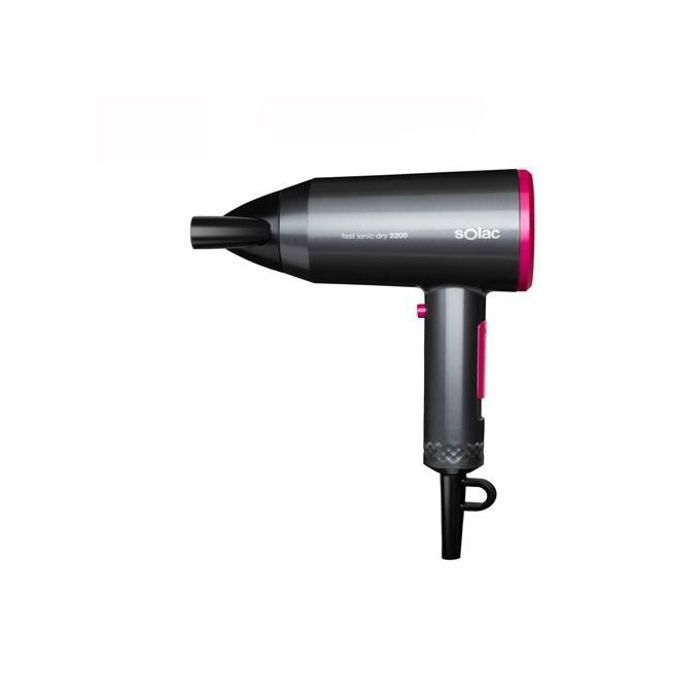 Solac Sèche-Cheveux Ionique Ultra-Compact 2200W - Séchage Rapide et Efficace
