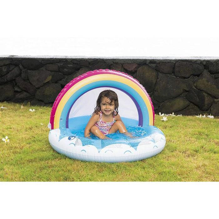 SunClub Piscine pour Bébé avec Auvent Rainbow 95 CM * 66 CM