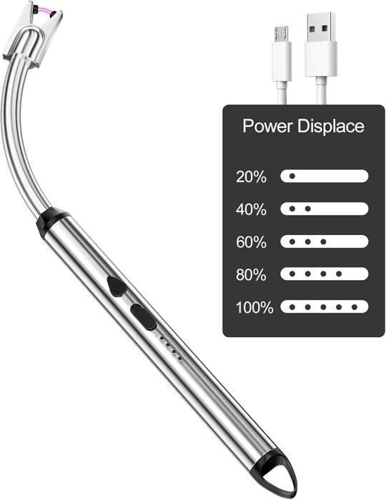 Briquet électrique rechargeable par USB, sans flamme – barbecue, cuisinière, camping, cheminée (couleur aléatoire)