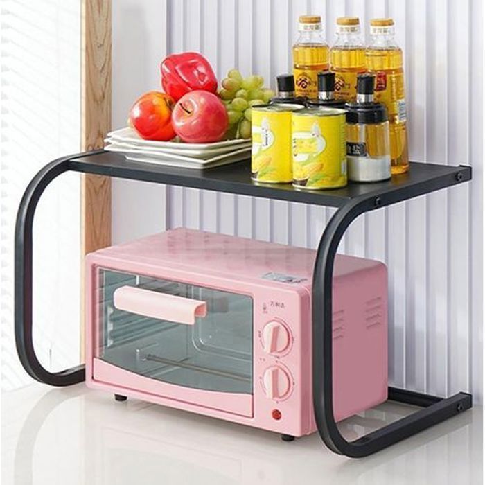 Support de four à micro-ondes - Métal - Forme de U - Noir - 59x36x35 cm - Double couche