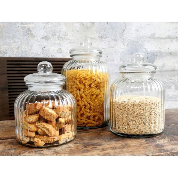 2 BOITE CHIC ANTIQUE GM EN VERRES BONBONIERE HERMETIQUES COUVERCLE GM 600 ml