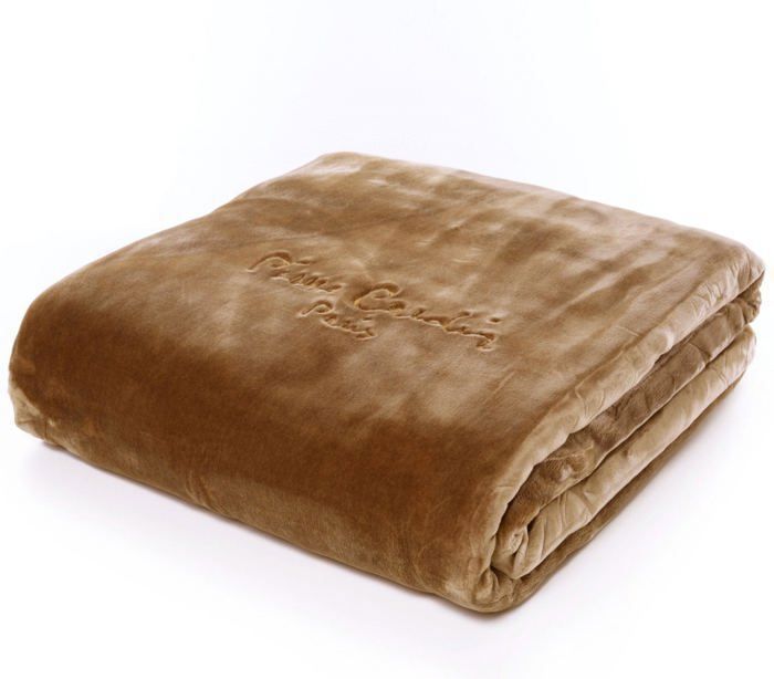 Couverture - Pierre Cardin - 220x240 cm - Polaire - Camelo - Chaude et facile d'entretien