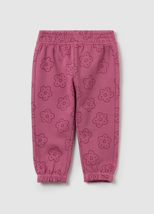 Pantalon de jogging en molleton imprimé fleurs - Dark Pink