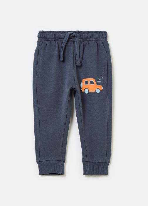 Pantalon de jogging en molleton avec cordon de serrage et imprimé - Dark Grey