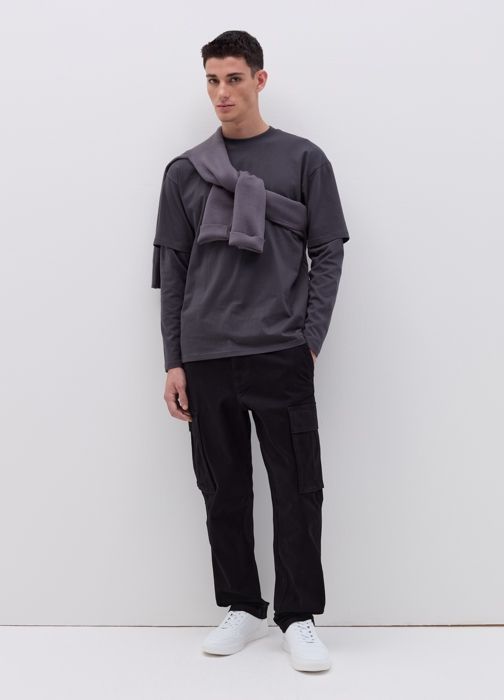 Pantalon cargo en sergé stretch - Black
