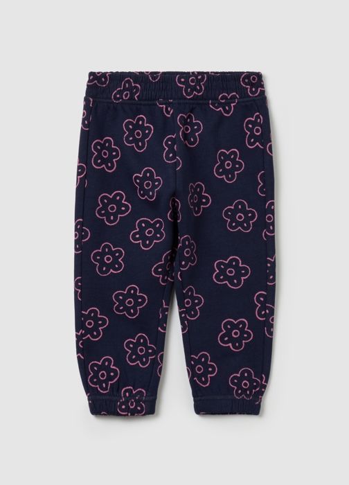 Pantalon de jogging en molleton imprimé fleurs - Dark Blue