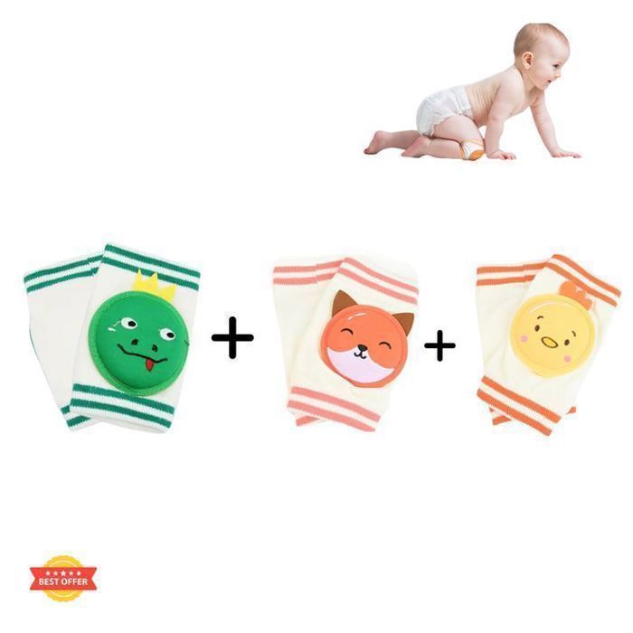 Lot de 3 Genouillères Bébé Douceur Animées – Protection Confortable et Amusante pour les Premiers Pas !