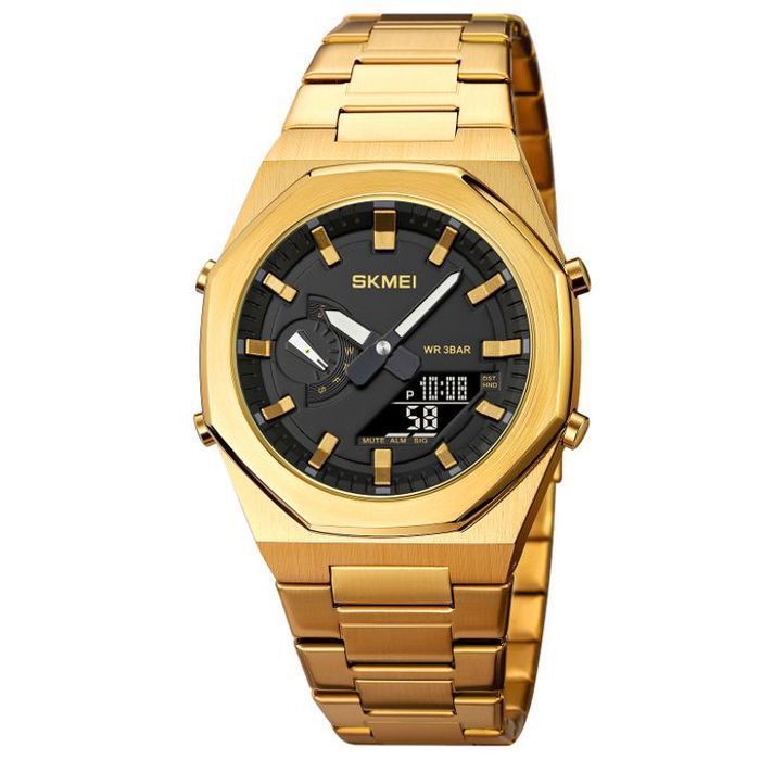 Skmei 1816 mode quantité minimale de commande 1PC montre à quartz costume bracelet en acier inoxydable double affichage chronographe