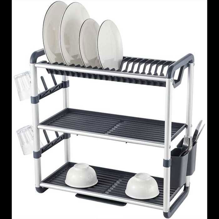 Égouttoir à vaisselle - Aluminium - 3 niveaux - Léger - Résistant à la rouille - Pratique