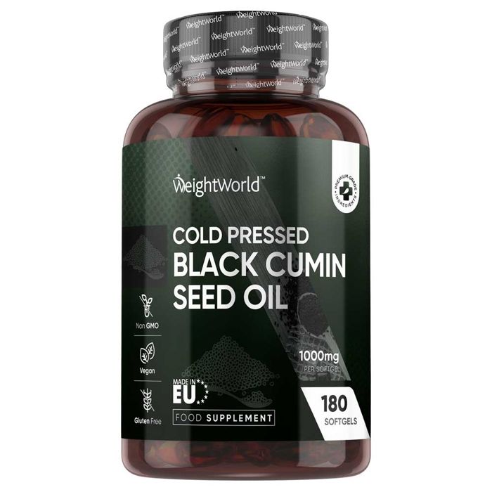 Black Cumin Seed Oil Cold Pressed 1000mg - For Natural Defences & Vitality - 180 Softgels