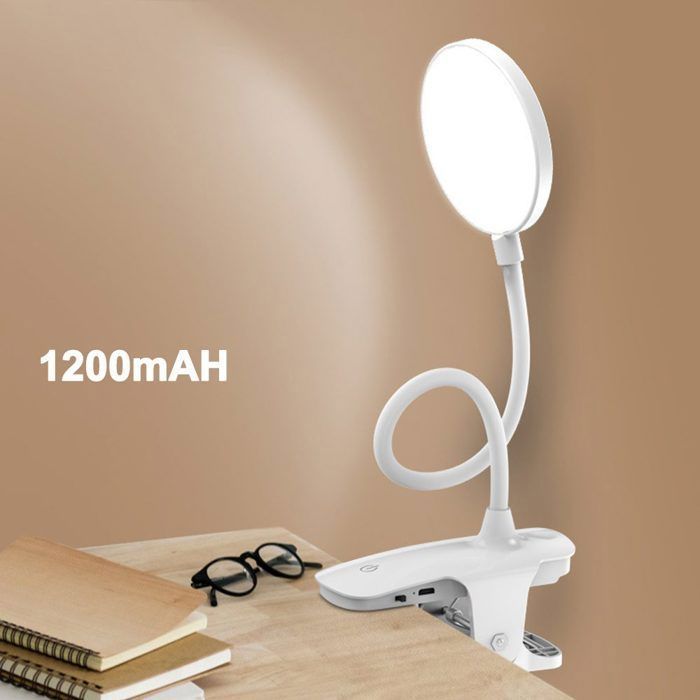 Lampe Pince LED Lampe Bureau Pince Rechargeable Lampe Pince pour Lit Flexible Chevet Pince avec 3 Modes d’Éclairage Lampe Lecture