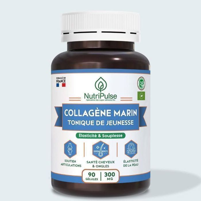 Collagène Marin 300mg Tonique de Jeunesse – Soutien Articulations, Cheveux & Ongles, Élasticité de la Peau – 90 Gélules
