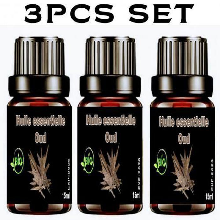 3 Huiles Essentielle de Oud 3x15ml, 100% Pures et Naturelle
