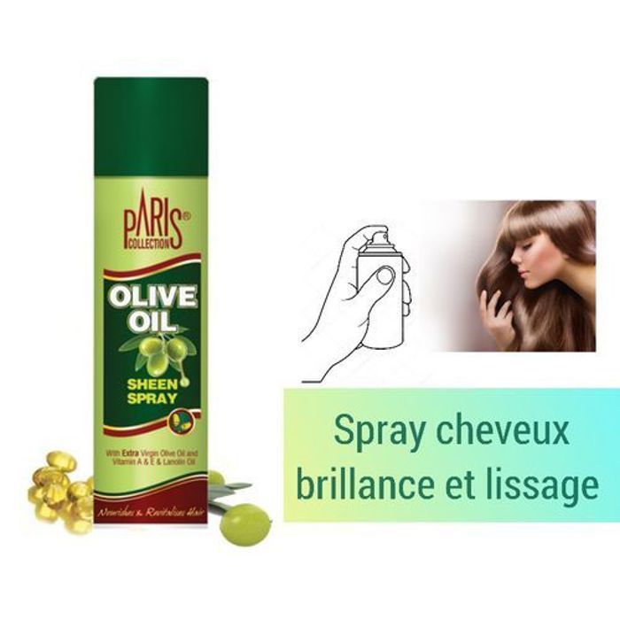 Spray pour cheveux Olive Oil Sheen S à l’huile d’olive,400 ml