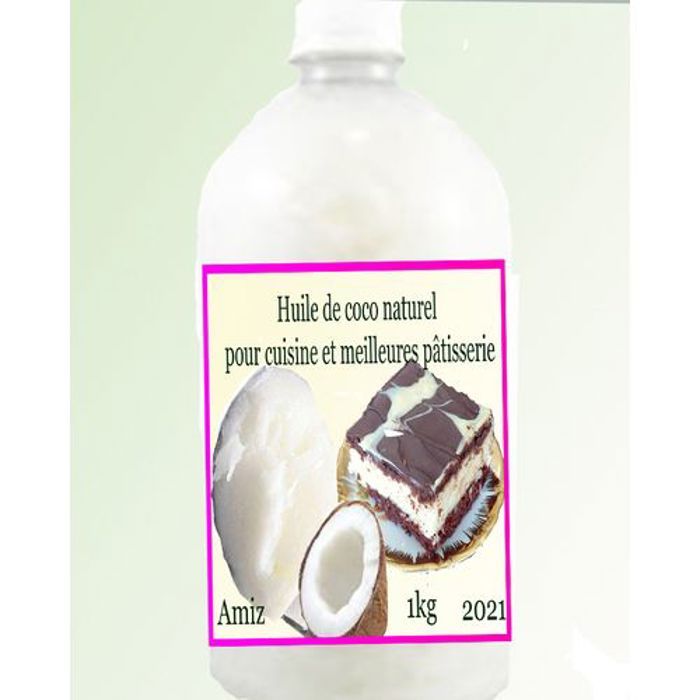 Huile de coco - Amiz - 1 kg - Vegan - Idéale pour pâtisserie - Multi-usages en cuisine