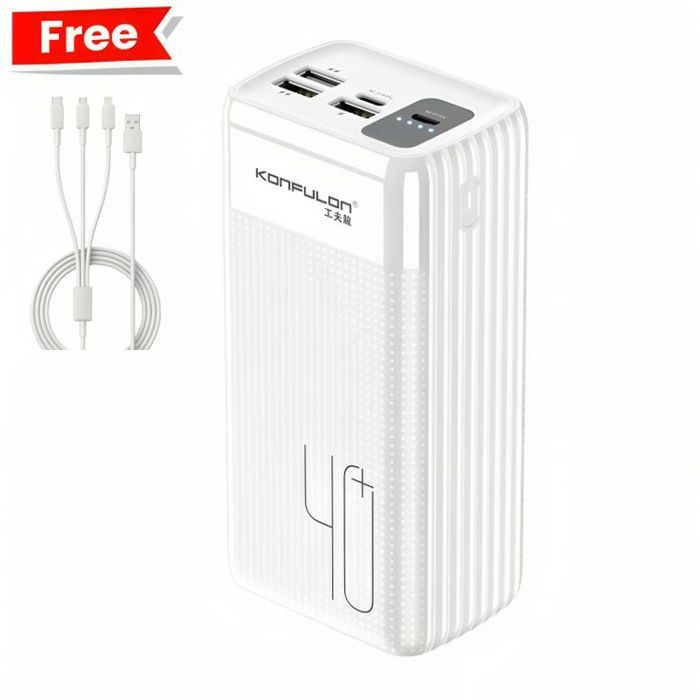 Powerbank 40000 mAh Konfulon A21L Original + Cable 3-in-1 Lightning / Micro / Type-C