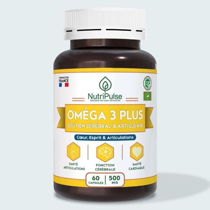 Oméga 3 Plus 500mg Santé Cérébrale, Cardiaque & Articulaire 60 Capsules