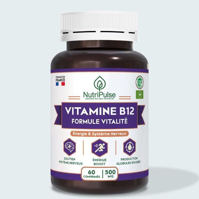 Vitamine B12 500mg Formule Vitalité, Énergie & Système Nerveux 60 Comprimés