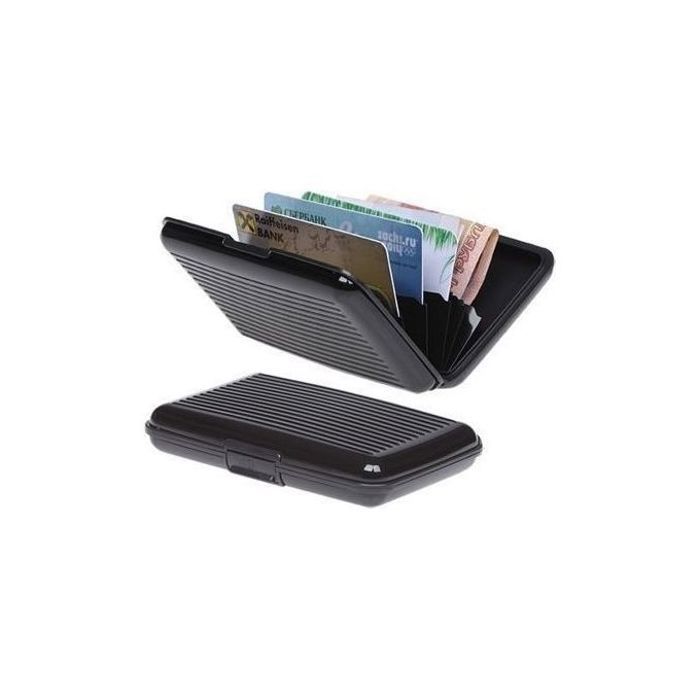 Porte-Carte et Porte-Billets Effet Aluminium Noir – Compact et Sécurisé