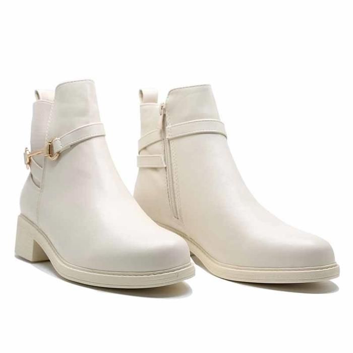 Bottines - KEYZA - Blanc Cassé - Cuir - Détails décoratifs - Femme