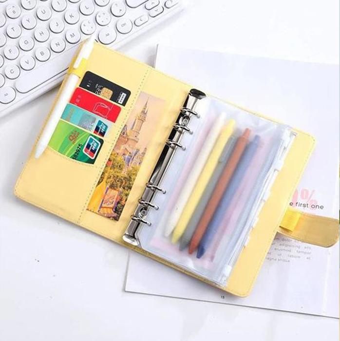 Organisateur Budget Jaune Classeur A6 Avec Clip 8 Pochettes Budgétaires Transparentes Enveloppe Répartition d'Argent Mensuelle
